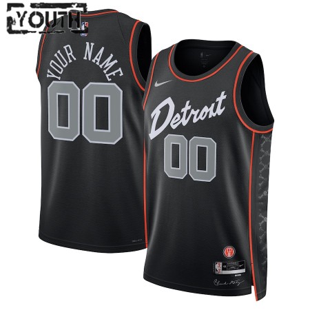 Camiseta Niños Detroit Pistons Personalizadas 2023-24 Nike City Edition Negro Swingman